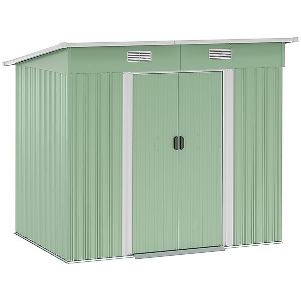 Outsunny Gerätehaus Metall 2,3 m² 207 x 130 x 182 cm Geräteschuppen mit Pul günstig online kaufen