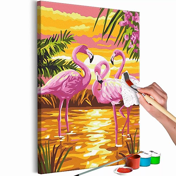 Malen nach Zahlen - Flamingo Family günstig online kaufen