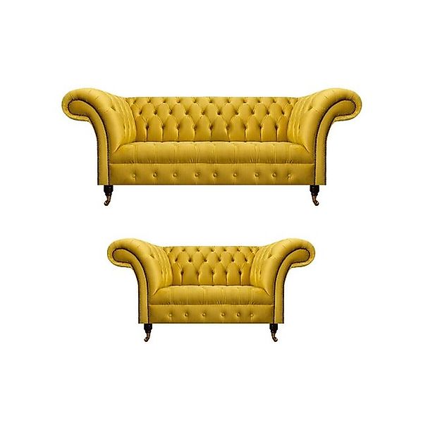 Xlmoebel Sofa Gelbe Chesterfield Garnitur Dreisitzer Zweisitzer, Made in Eu günstig online kaufen