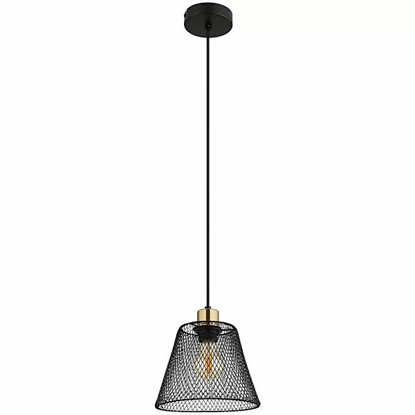 GLOBO Pendelleuchte schwarz gold Metall H/D: ca. 120x20 cm E27 1 Brennstell günstig online kaufen