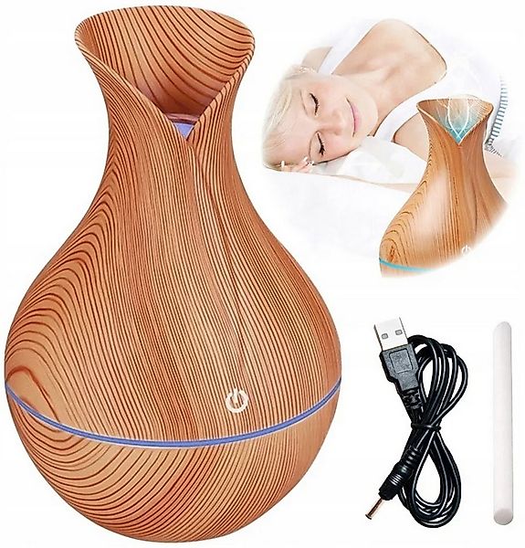 HURTNET Diffuser Ultraschall Luftbefeuchter Diffusor Holzoptik LED Aromathe günstig online kaufen