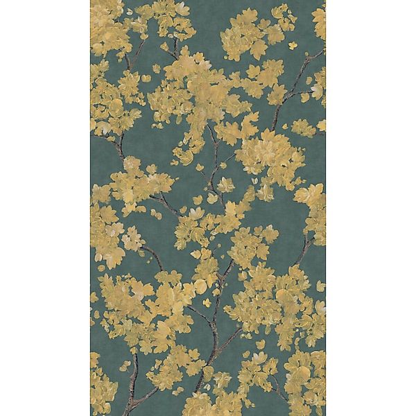 A.S. Creation Fototapete Blüten Floral 1,59 m x 2,8 m Blau-Gelb FSC® günstig online kaufen