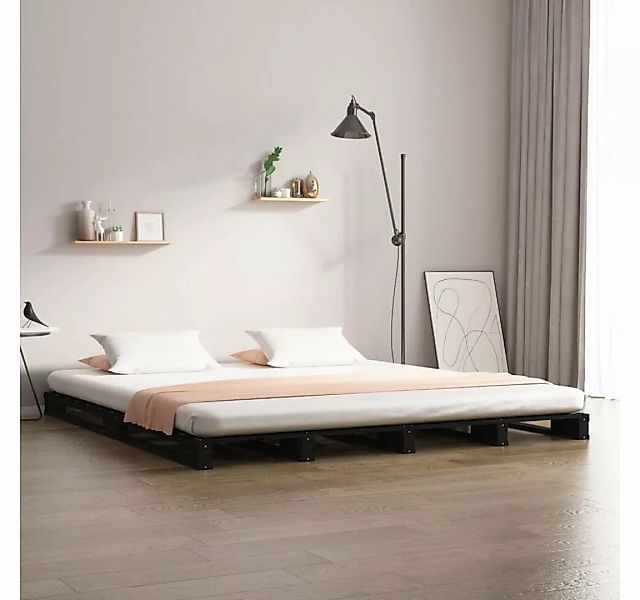 furnicato Bett Palettenbett Schwarz 140x190 cm Massivholz Kiefer günstig online kaufen