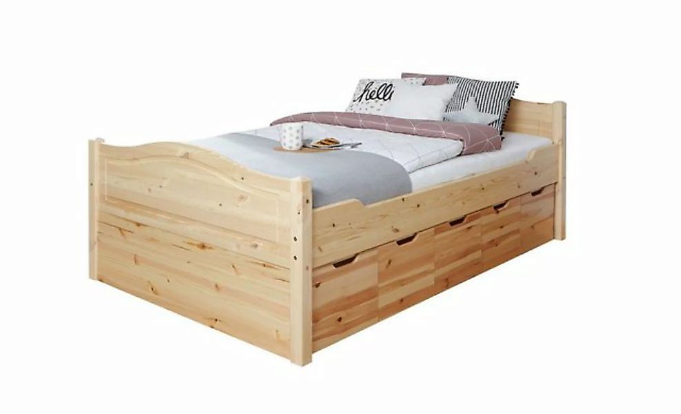 Ticaa Bettgestell Einzelbett "Leni" 120x200 Kiefer Natur (Bett mit Zubehör günstig online kaufen