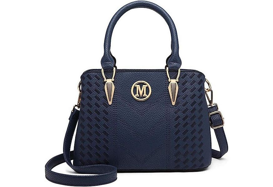 LuxusKollektion Henkeltasche Damen Handtasche Mittelgroß Blau Lychee Muster günstig online kaufen