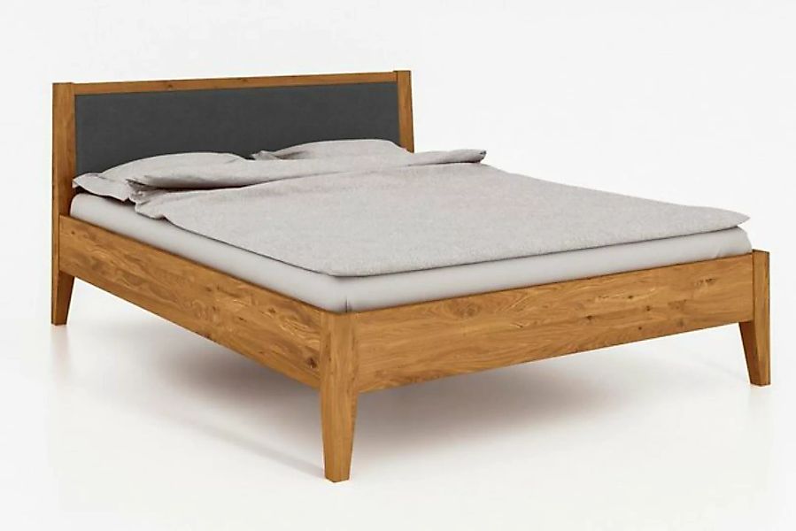 byoak Bett ODYS 180 x 220 aus Massivholz, mit Polsterkopfteil, Naturgeölt günstig online kaufen