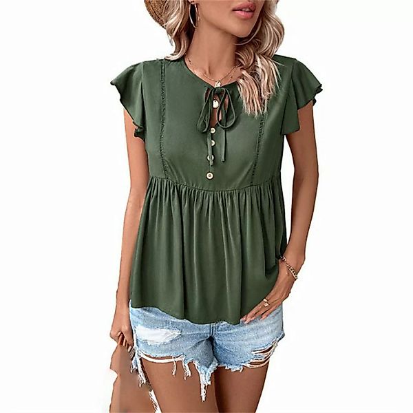 AFAZ New Trading UG Kurzarmbluse Einfarbiges Patchwork-Shirt für Damen im S günstig online kaufen