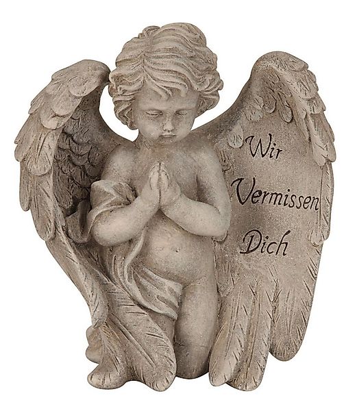 MF Grabkerze Grabengel mit Spruch „Wir Vermissen Dich“ Polyresin Grau 19,5 günstig online kaufen