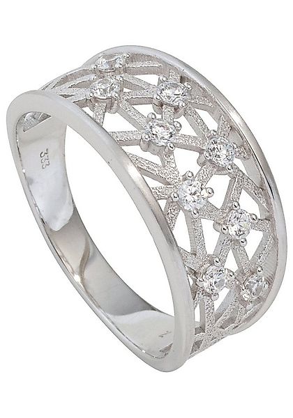 JOBO Goldring, breit 333 Weißgold mit Zirkonia günstig online kaufen