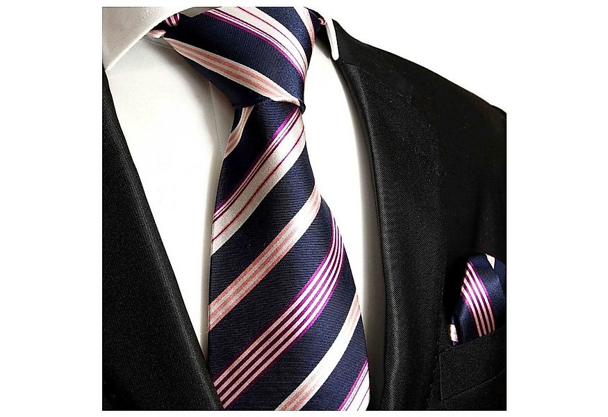 Paul Malone Krawatte Herren Seidenkrawatte mit Tuch modern gestreift 100% S günstig online kaufen