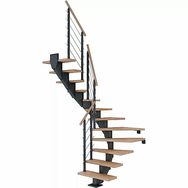 Dolle Mittelholmtreppe Hamburg Buche Anthrazit GH bis 322 cm 1/2 Gewendelt günstig online kaufen