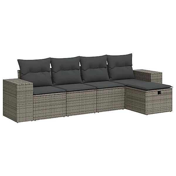 vidaXL 5-Tlg Garten-Sofagarnitur mit Kissen Grau Poly Rattan 3325666 günstig online kaufen