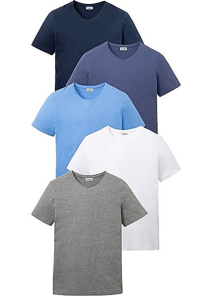 bonprix T-Shirt (Packung, 5-tlg) regular fit Schnitt, Kurzarm, V-Ausschnitt günstig online kaufen