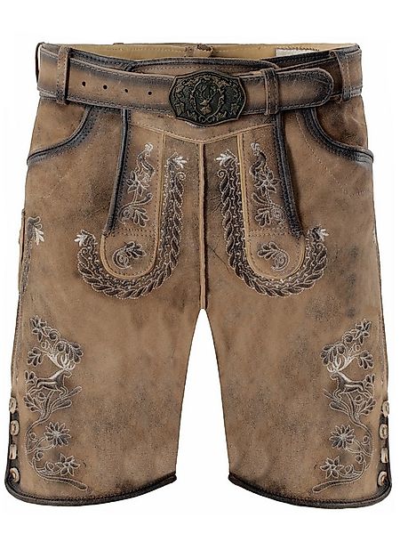 Trachtenlederhose Lederhose kurz Bartholomäus sahara (2-tlg) inkl. Gürtel günstig online kaufen