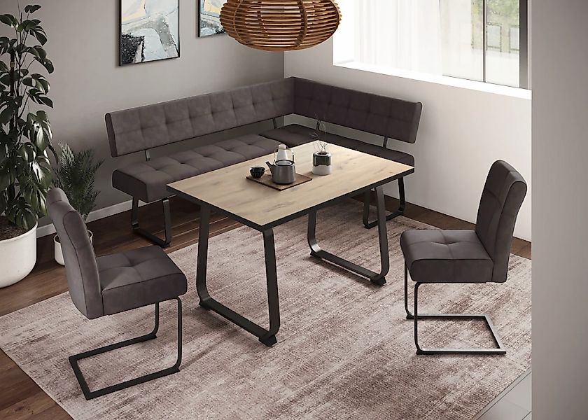 HELA Essgruppe "RUHR" 4 Stk. tlg. Kufentisch 140x90 cm, Schwingstuhl und Ba günstig online kaufen