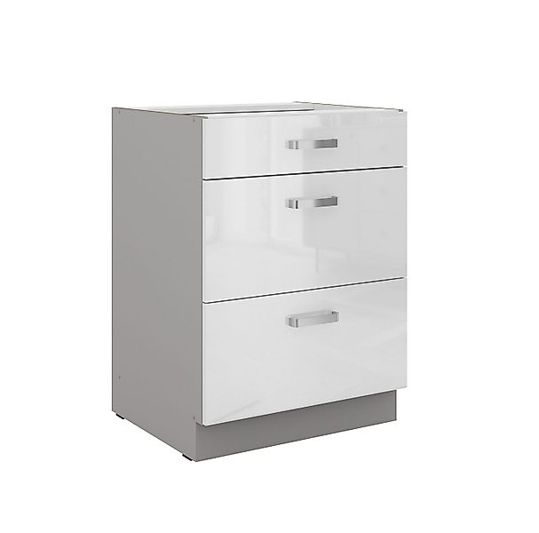 Küchen-Preisbombe Auszugsunterschrank 60 cm Küche Bianca Weiss Hochglanz + günstig online kaufen