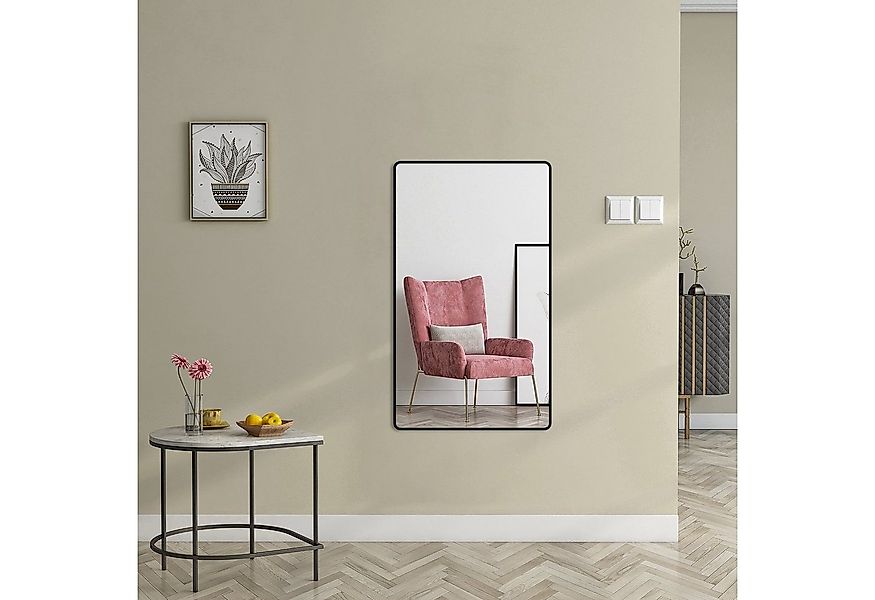 Boromal Ganzkörperspiegel Schwarz 100-180cm Wandspiegel groß Wand ganzkörpe günstig online kaufen