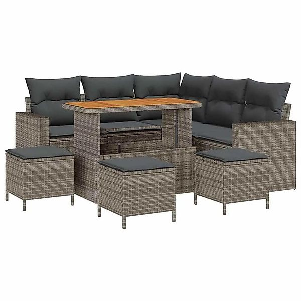 vidaXL Gartensofa-Set mit Kissen 10 Stk Grau Poly-Rattan 3363573 günstig online kaufen