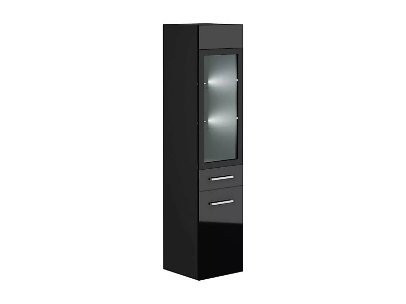 Badezimmerschrank mit weißen LEDs - Schwarz - L30 x B30 x H132 cm - LAURINE günstig online kaufen