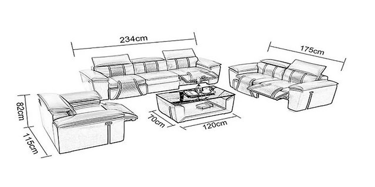 Xlmoebel Sofa Neu gestaltetes Set mit 3-Sitzer-Sofa, Couch und modernem Tis günstig online kaufen