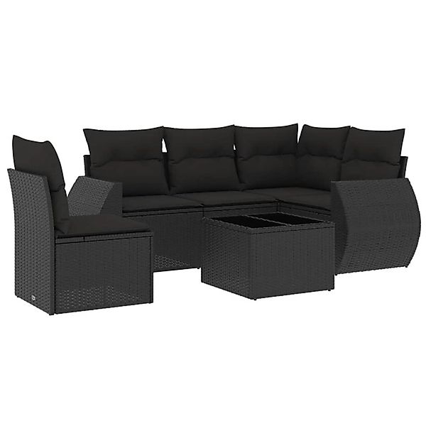 vidaXL 6-Tlg Garten-Sofagarnitur mit Kissen Schwarz Poly Rattan 3221374 günstig online kaufen