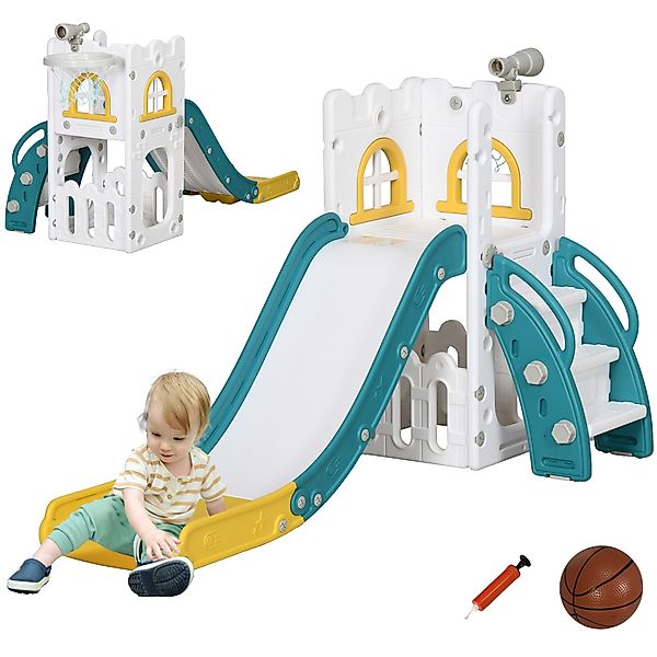 AIYAPLAY Rutscher mit Basketballkorb, Teleskop, Klettergerüst, günstig online kaufen