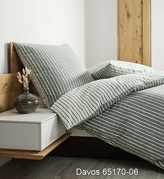 Janine Janine Feinbiber Bettwäsche DAVOS 65170 salbeigrün Größe:  155x220 c günstig online kaufen