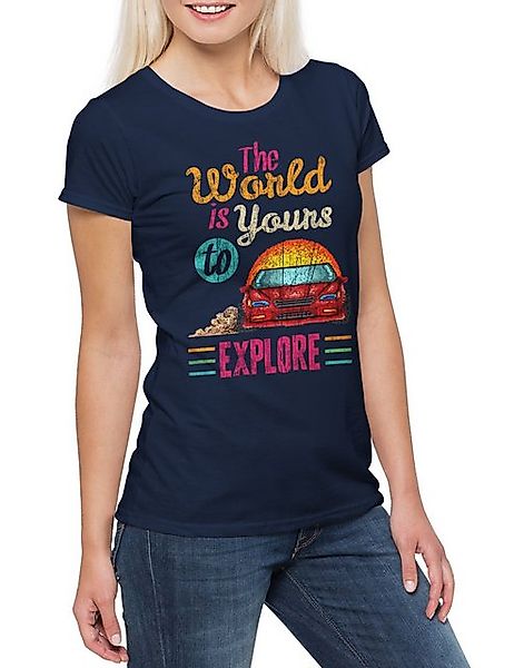 Urban Backwoods Print-Shirt The World Is Yours To Explore Damen T-Shirt Rac günstig online kaufen