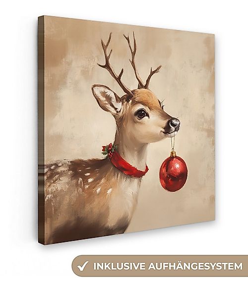 OneMillionCanvasses® Leinwandbild Weihnachten - Hirsch - Geweih - Weihnacht günstig online kaufen