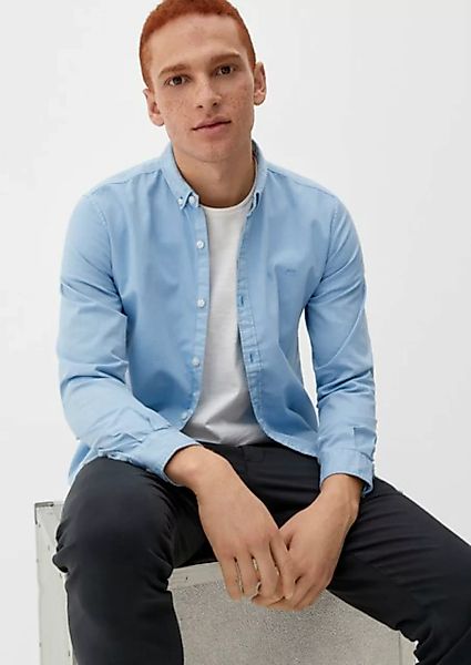 QS Langarmhemd Hemd mit Button-Down-Kragen Stickerei günstig online kaufen
