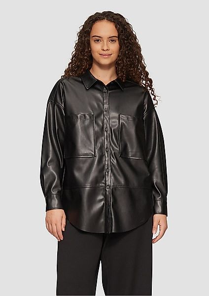 QS Langarmbluse Bluse Hemdbluse in Lederoptik günstig online kaufen