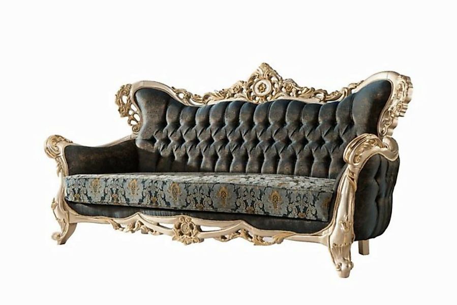 Xlmoebel Sofa Dreisitzer Chesterfield Couch aus Barock-Stoff in Gold, 1 Tei günstig online kaufen