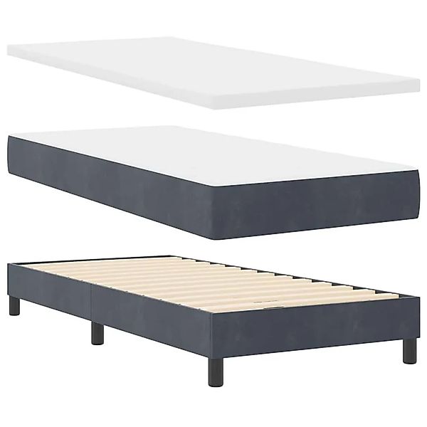 vidaXL Boxspringbett mit Matratze Dunkelgrau 100 x 200 cm Samt 3340323 günstig online kaufen