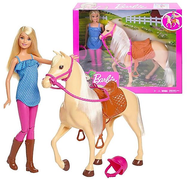 Barbie Anziehpuppe Reitspaß Spiel-Set Mattel FXH13 Puppe Barbie mit Pferd & günstig online kaufen