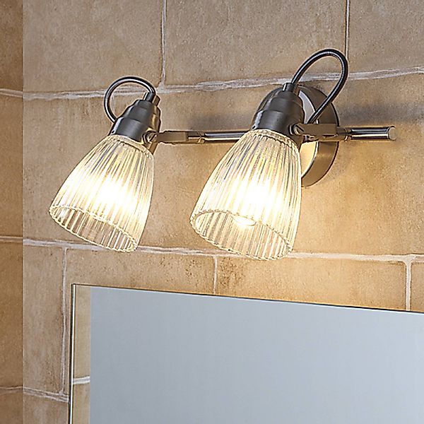 Lindby Bad-Wandleuchte Kara, 31 cm, 2-flg., Glas, IP44, G9 günstig online kaufen