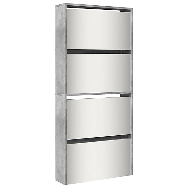 vidaXL Schuhschrank mit Spiegel 4 Fächer Betongrau 63x17x134 cm 3228275 günstig online kaufen