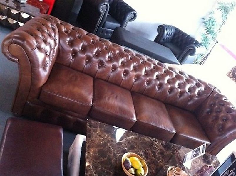 JVmoebel Chesterfield-Sofa CHESTERFIELD XXL 270cm Big Sofa Couch LEDER SOFA günstig online kaufen