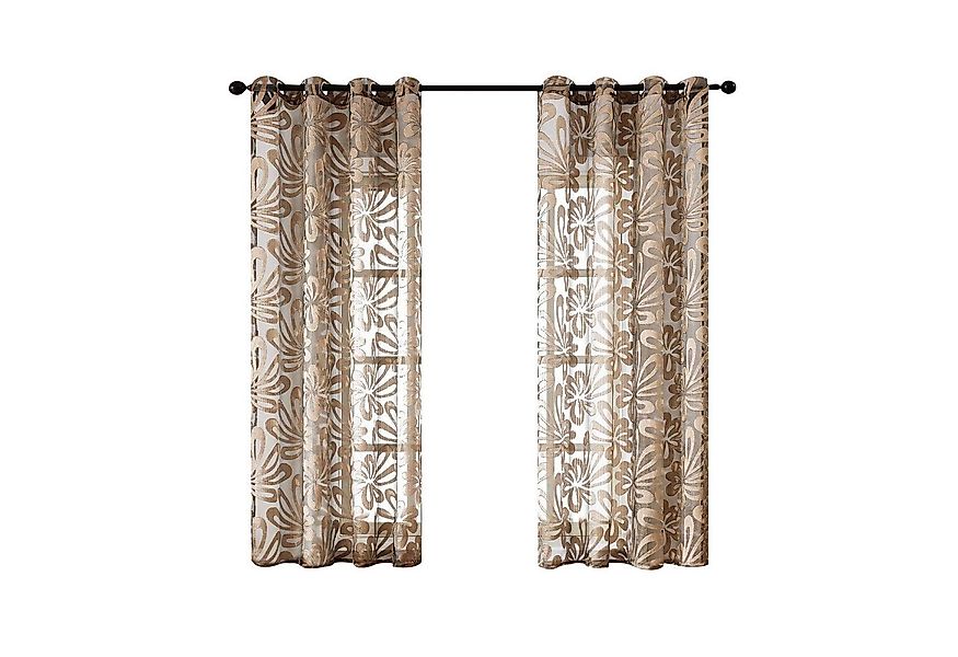 BYSURE Gardine (2 St), Ösen, halbtransparent, Vorhang Blumenmuster günstig online kaufen