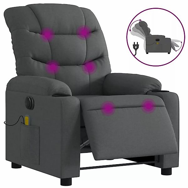 vidaXL Massagesessel Elektrisch Dunkelgrau Samt Modell 4 günstig online kaufen