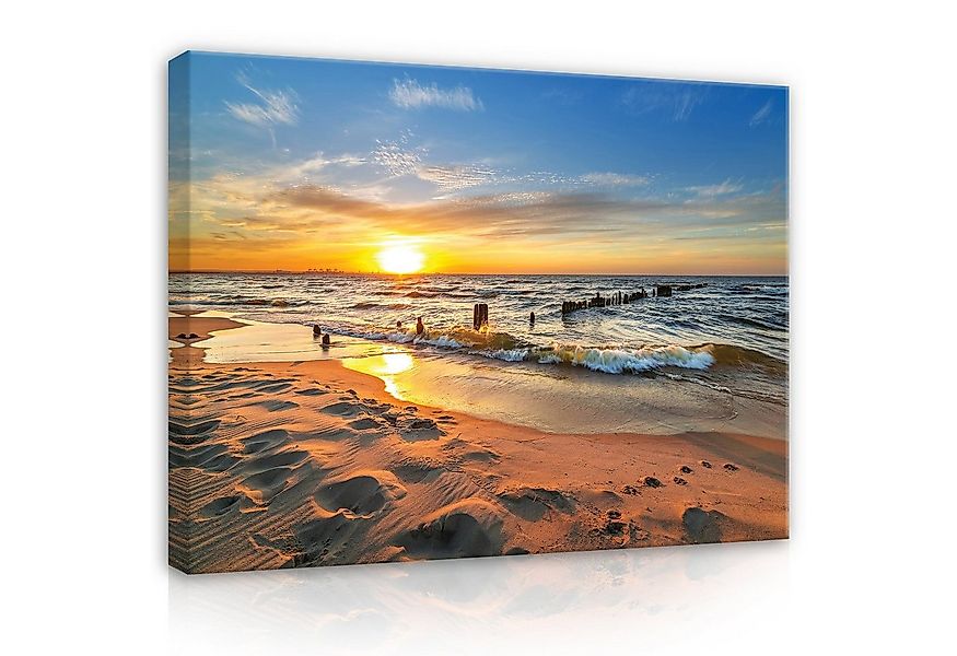 Wallarena Leinwandbild Strand Meer Sonne Natur Kunst Wandbild XXL Leinwandb günstig online kaufen