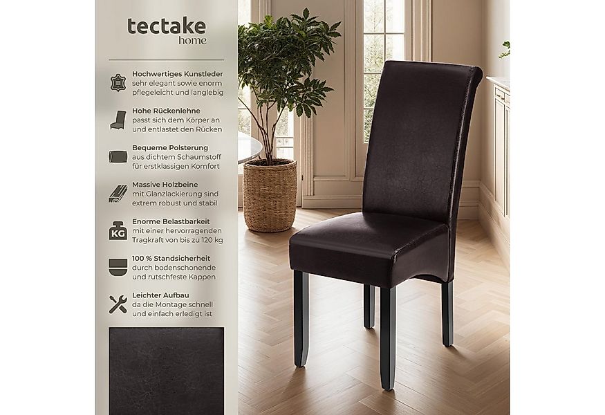 tectake Esszimmerstuhl Küchenstuhl, ergonomisch, massives Hartholz (Set, 4 günstig online kaufen