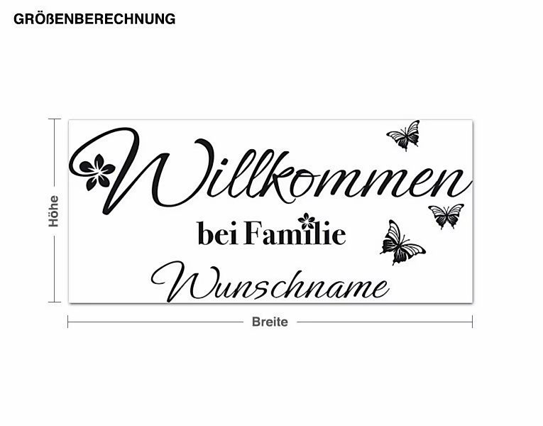 Wandtattoo Wunschtext-Willkommen bei Familie Wunschname günstig online kaufen