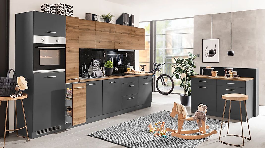 KOCHSTATION Küchenzeile "KS-Kehl" mit E-Geräten, Breite 330 cm, inkl. Kühls günstig online kaufen
