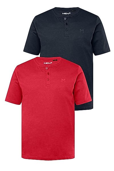 Men Plus T-Shirt Henley 2er-Pack Basic Halbarm Rundhals günstig online kaufen