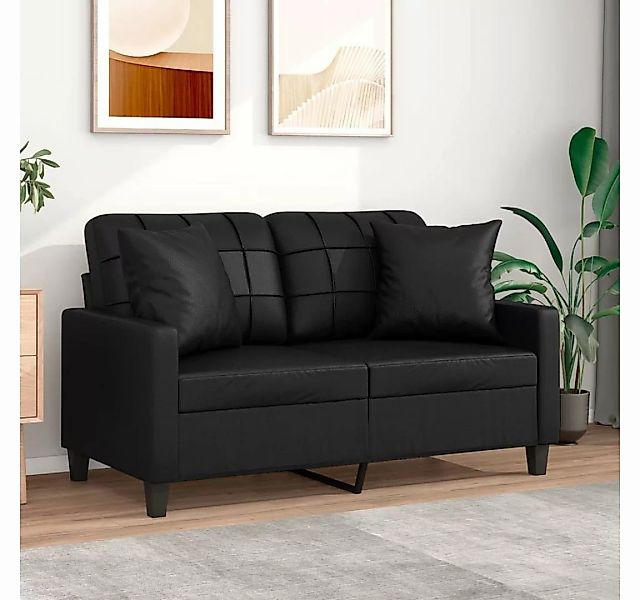 vidaXL Sofa 2-Sitzer-Sofa mit Zierkissen Schwarz 120 cm Kunstleder Couch Wo günstig online kaufen