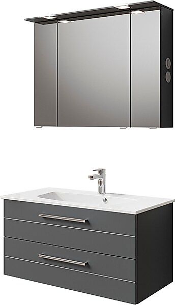 Saphir Badmöbel-Set »Serie 6025 2-teilig Mineralmarmor-Waschtisch mit LED-S günstig online kaufen