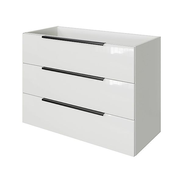Pelipal Waschbeckenunterschrank Quantum 07 Schneeweiß Glanz 100 cm 3 Auszüg günstig online kaufen