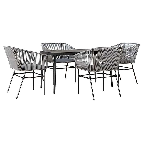 vidaXL 5-Tlg Garten-Essgruppe mit Kissen Grau Poly Rattan Glas 3334529 günstig online kaufen