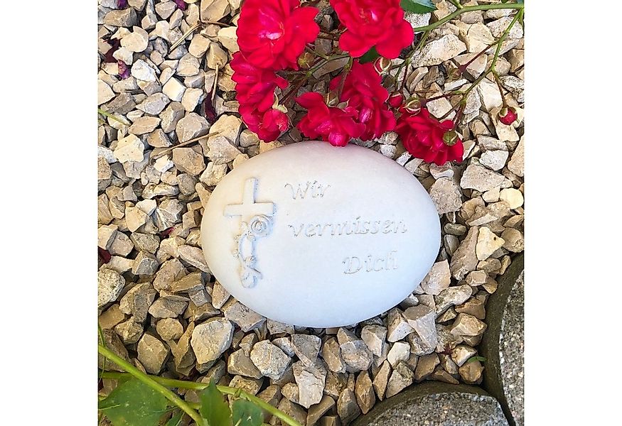 Radami Gartenfigur Gedenkstein - Wir vermissen Dich - Grabschmuck Grabherz günstig online kaufen
