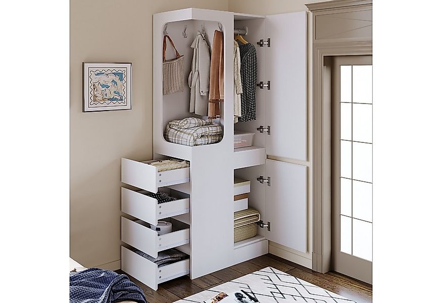 OKWISH Kleiderschrank Schrank (mit 4 Schubladen & offenem Hängefach, 1 Tür, günstig online kaufen